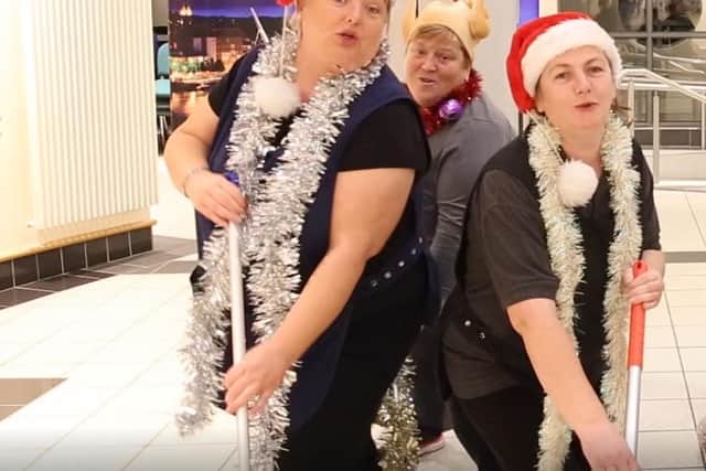 Staff at the North West Regional College performing in the Techs first ever Christmas video.