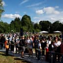 Spectators queue in Wimbledon park ahead of day one of The Championships Wimbledon 2024 at All England Lawn Tennis and Croquet Club on July 01, 2024 in London, England. (Photo by Adam Pretty/Getty Images)