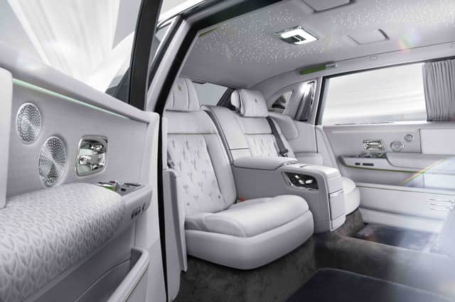 The hantom Platino showcases Rolls-Royce’s experimentation with non-leather upholstery