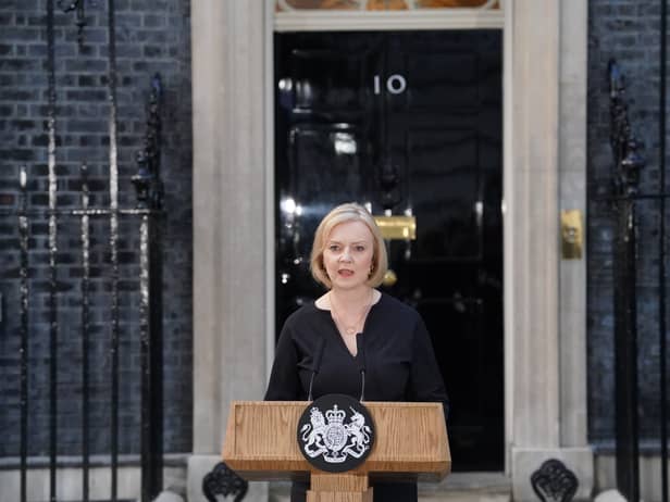 Prime Minister Liz Truss reads a statement outside 10 Downing Street, London, following the announcement of the death of Queen Elizabeth II. Picture date: Thursday September 8, 2022.