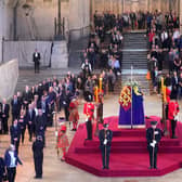 Members of the public file past the Queen’s coffin in Westminster Hall. Credit: Yui Mok - WPA Pool/Getty Images