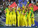 Aaron Finch lifts ICC World Cup Trophy with Australia in 2021