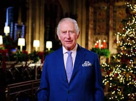  In this image released on December 23, King Charles III is seen during the recording of his first Christmas broadcast in the Quire of St George's Chapel at Windsor Castle, on December 13, 2022 in Windsor, England. (Photo by Victoria Jones - Pool/Getty Images)
