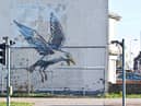 The Banksy mural in in Lowestoft, Suffolk, after the skip was removed