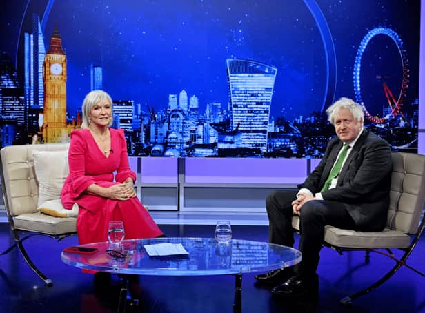 <p>Nadine Dorries interviewed Boris Johnson on Talk TV show Friday Night with Nadine</p>