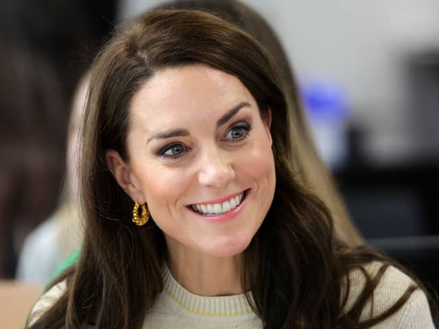 The Princess of Wales reacts as she meets with students and staff on the Childhood Studies course, during a visit to the University of Leeds. 