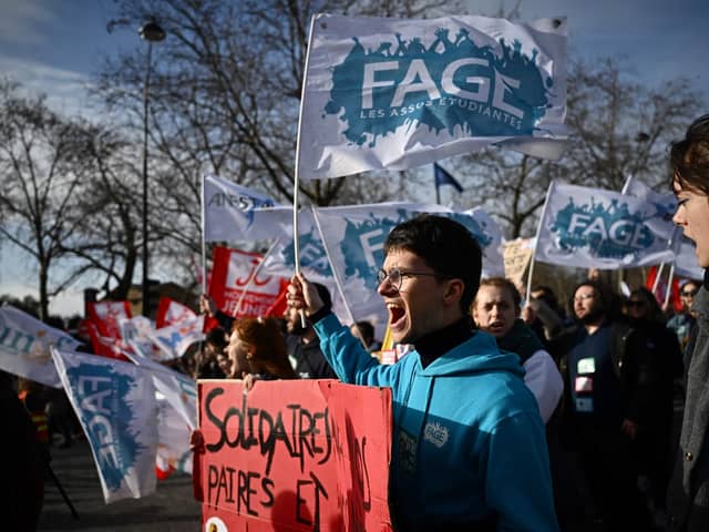 Members of French unions went on strike