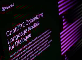 The welcome screen for the OpenAI “ChatGPT” app is displayed on a laptop screen on February 03, 2023 in London, England. 