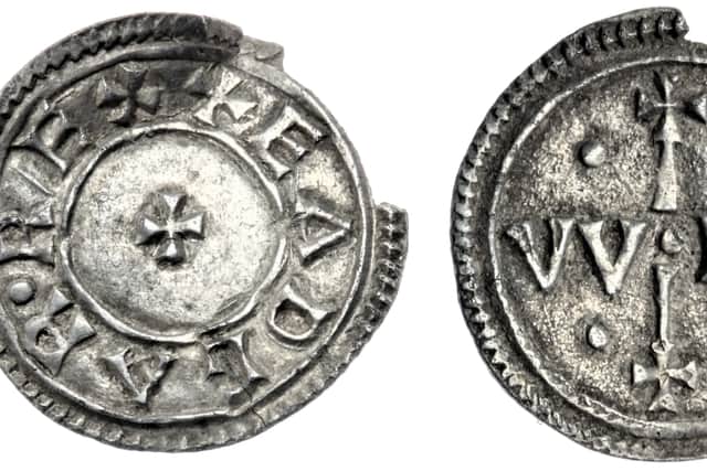 Silver halfpenny found by metal detectorist in Hampshire dating from the reign of Eadgar in about 959 AD 