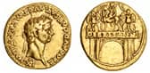 The gold aureus celebrating the conquest in AD 43 was uncovered among the ruins of a suburb five kilometres north of the archaeological site in southern Italy’s Campania region.