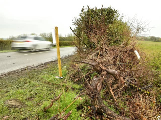 Scene of fatal car crash on the B4035 Campden Road near Chipping Campden in The Cotswolds. 