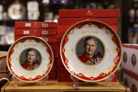 King Charles III plates for sale ahead of his coronation (Photo: Hollie Adams/Getty Images)