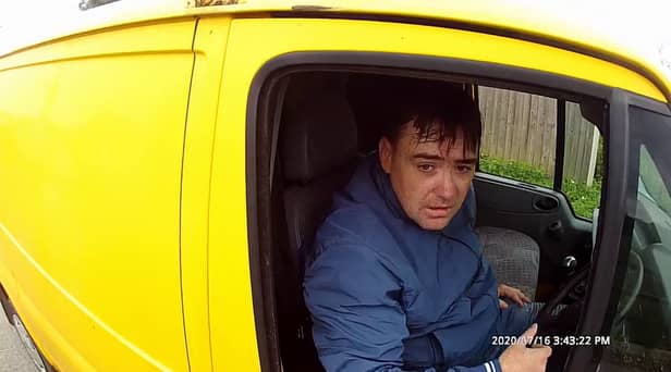 Police stopped the man leaving a travellers' site in Cambridgeshire.