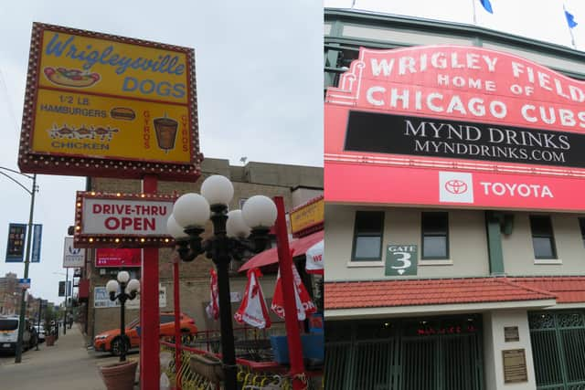 Chicago’s historic Wrigley Field stadium and Wrigleyville Dogs (Photo: Claire Schofield)