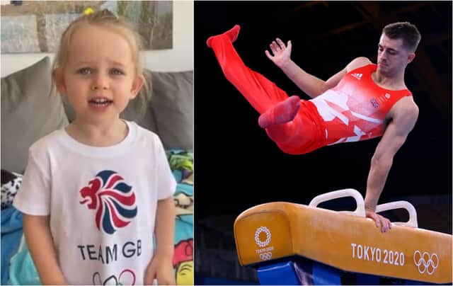 Two-year-old Willow Whitlock wished her dad good luck (Photo: Twitter / Getty Images)