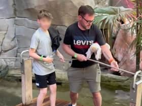 Rebecca’s partner and their kid at Centre Parcs in Belgium. 