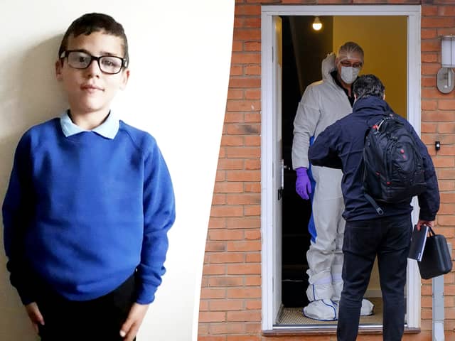 Schoolboy Alfie Steele was heard screaming and begging to be let inside in haunting footage filmed by a neighbour 18 months before he was found dead in a bath, a court heard (Photo: SWNS)