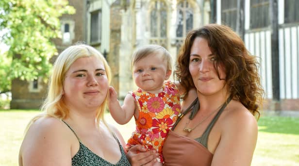 Ruth Clayton with her daughter Rose and baby granddaughter Cora.  