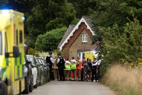 A Land Rover hit the Study Preparatory school building. Credit: Getty Images