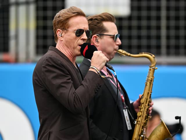 Actor Damien Lewis has been mocked after performing the national anthem at Sunday’s British Grand Prix