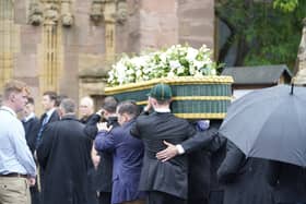 The family and friends of Barnaby Webber have attended his funeral service