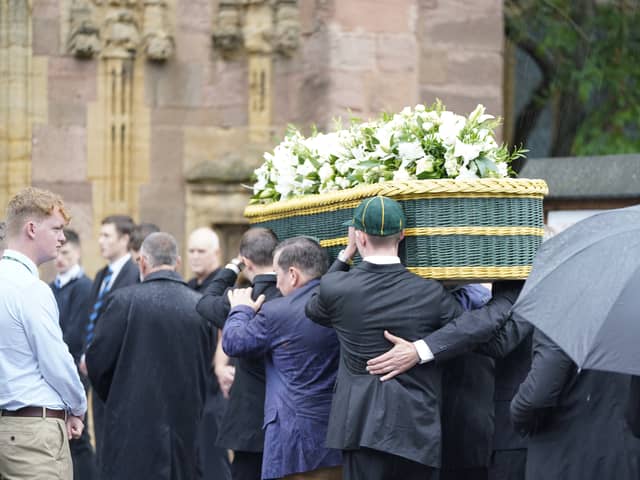 The family and friends of Barnaby Webber have attended his funeral service