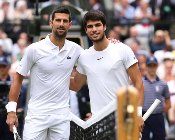Novak Djokovic (left) and Carlos Alcaraz (right)