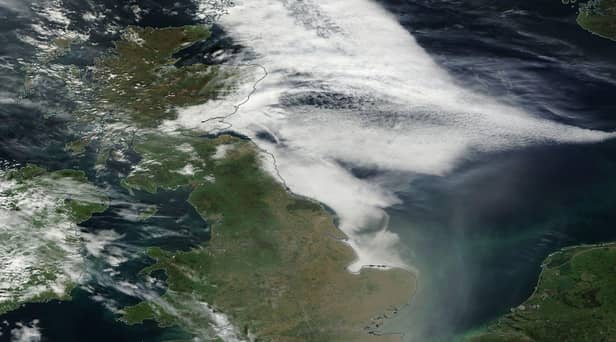 Satellite view of Earth taken on September 6 shows Saharan dust blowing over the UK.