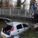 Liam Stych and Tia Draper rescuers who saved a woman and her child from a submerged car on Green Lane, in Hall Green, Birmingham. Picture: Anita Maric / SWNS