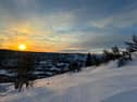 The sun sets on our first day skiing in Geilo, Norway. 