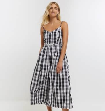 River Island Womens Swing Midi Dress Black Prom Check. Photo by Secret Sales.