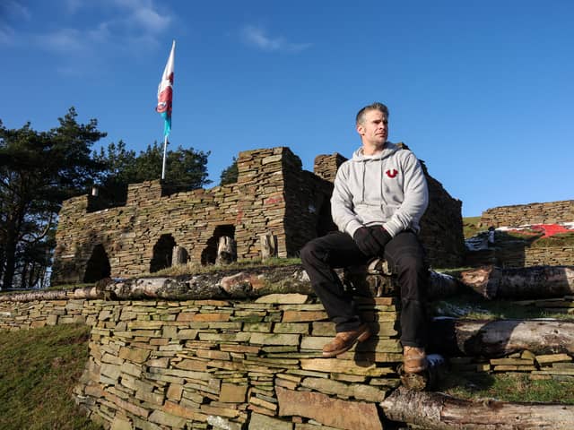 Mikey Allen at his 'therapy' castle in the Sirhowy Valley, South Wales.