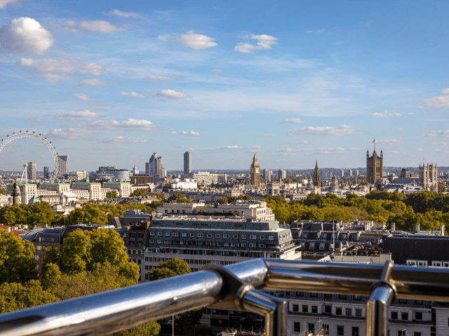 Incredible view of London from the penthouse at the Cavendish Hotel.
