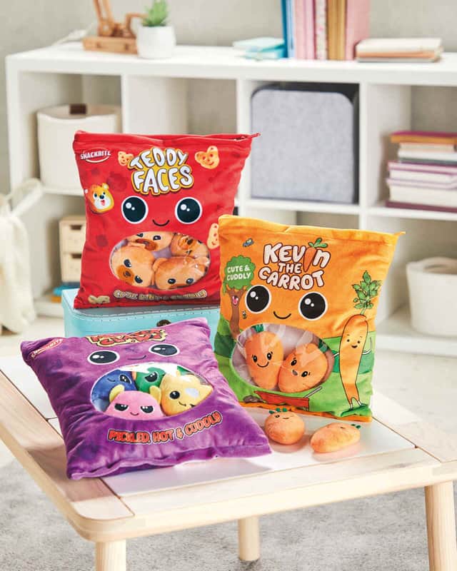 Aldi's new Snack Bags Soft Toys including Kevin the Carrot, Teddy Faces and Monster Claws