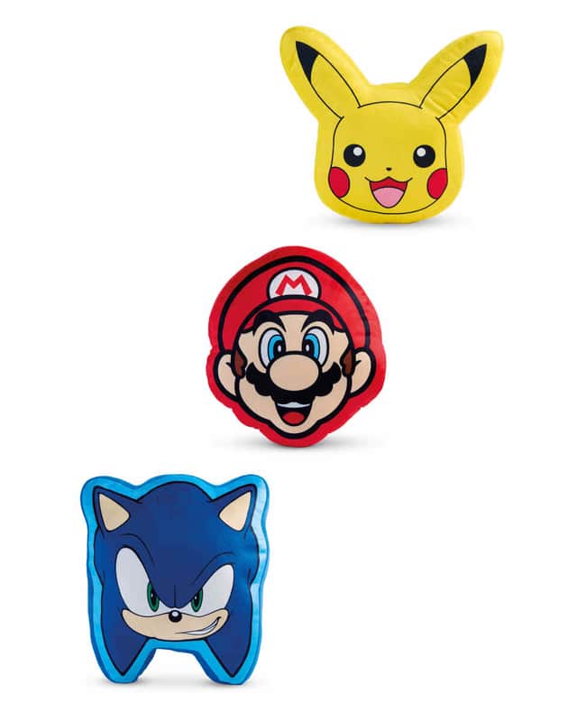 Gaming Cushion for Super Mario, Pokemon and Sonic the Hedgehog at Aldi