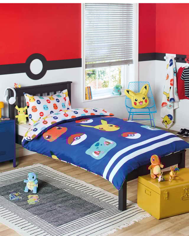 Pokemon Gaming duvet set at the centre of a fan's room
