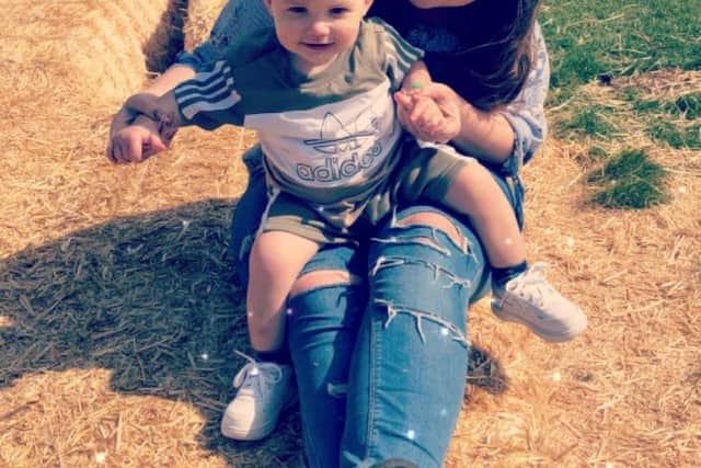 Sophie Dale with her son Levi who was nearly killed by measles.