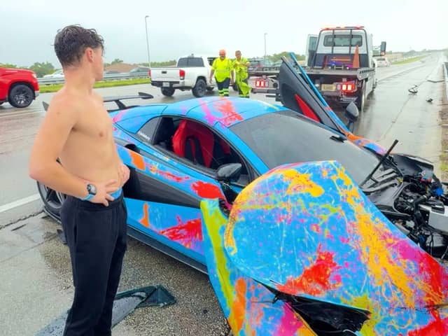 The aftermath of the McLaren crash. Photo: Jack Doherty on X/ Twitter