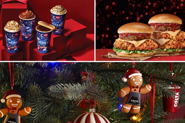 What’s on the Christmas menu of our favourite chains - including McDonalds, Subway and more (Photo: Caffe Nero/KFC/Costa Coffee)