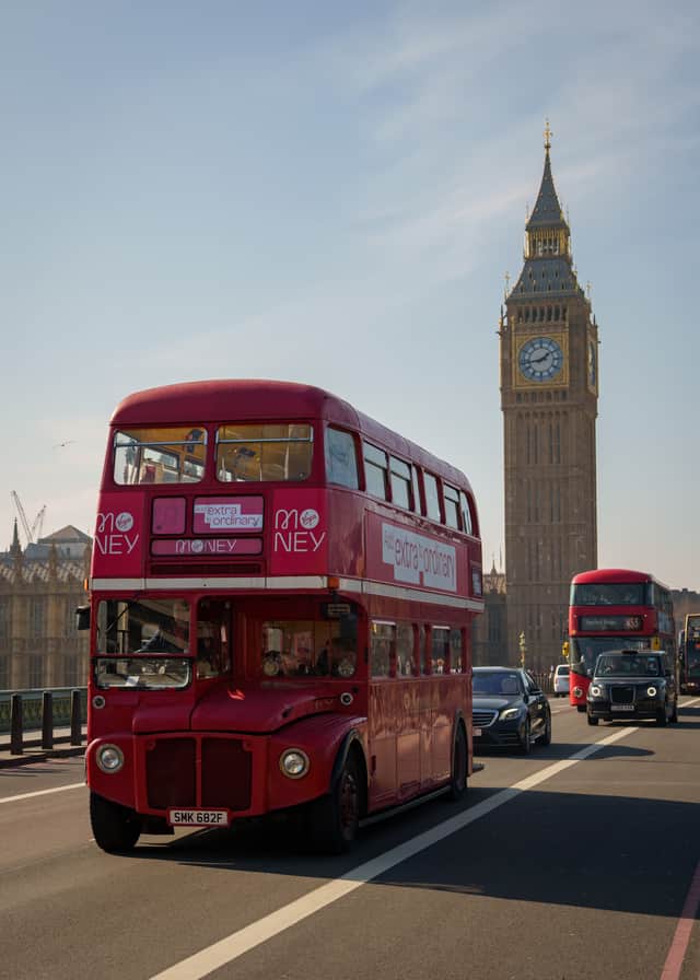 The iconic red London bus has been transformed