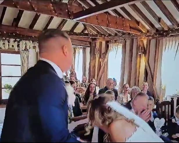 A groom accidently mixing up his words whilst saying his vows.