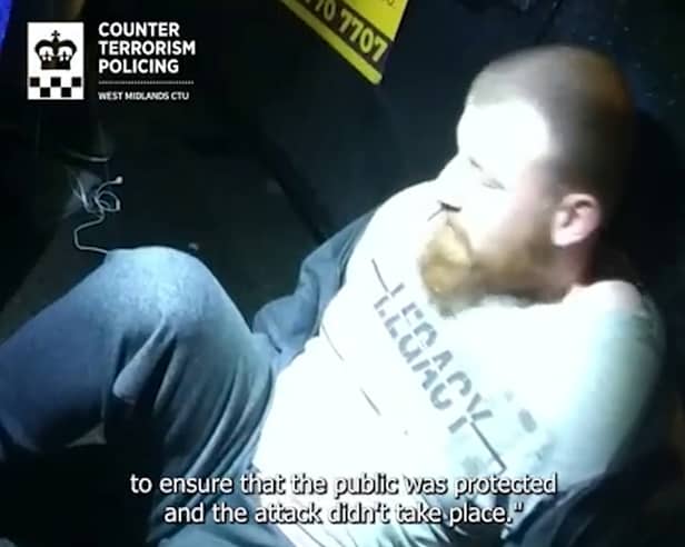 The arrest of Jason Savage. Chilling footage shows a Muslim convert who dubbed himself 'Lone Wolf' carrying out reconnaissance trips as he plotted terror attacks in Birmingham.