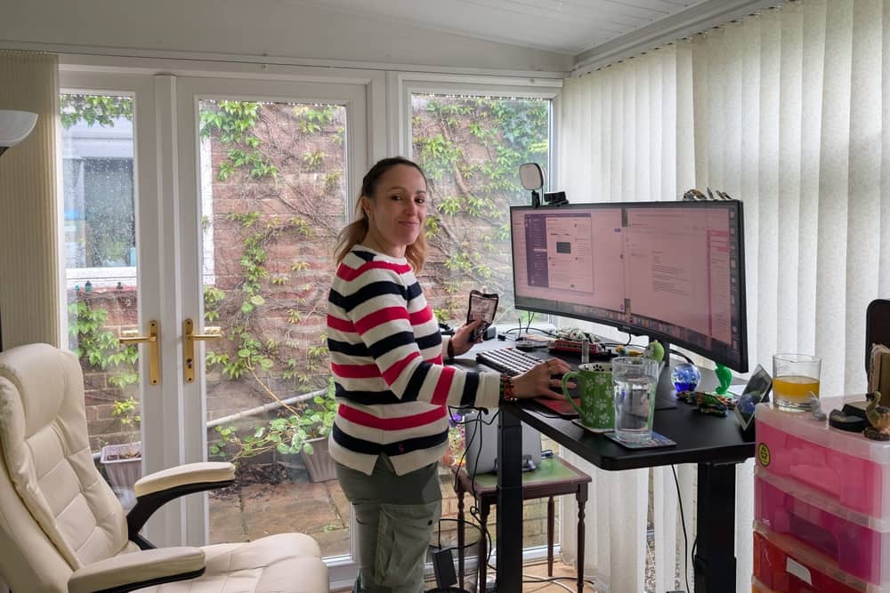 Happy wife, happy life: Gareth's other half loves using a standing desk on her long days in front of a screen