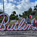 Eddie, eight, and Rosanna, five, at Butlin's in Bognor Regis