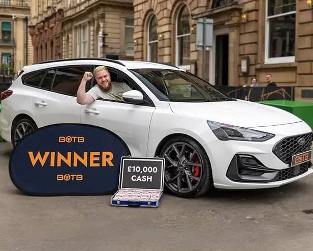Lewis Denner was in shock and lost for words when his prize was handed over