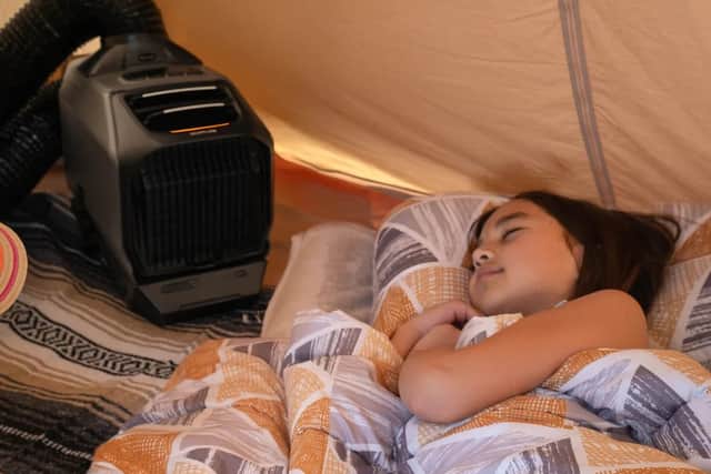 There's a very quiet sleep mode, which still gently cools the air
