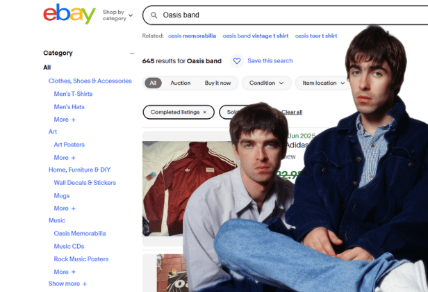As the first Oasis reunion show is now in the bag, just how much were people willing to spend on vintage items available through eBay before the Cardiff show?