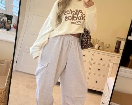 Mrs Hinch showed off her grey cargo joggers on Instagram - here's where you can buy them.