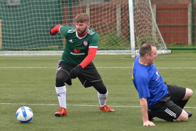 Former Celtic star, Paddy McCourt shows off some of his skills during the inaugural David Farthing Memorial Cup at Leafair at the weekend.