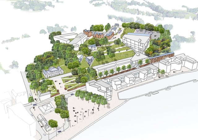 The Ulster University Masterplan for Magee outlines the future potential of the campus, including the current campus estate alongside the lands and sites that would be considered as part of an expanded footprint in the city.
The image includes the original Martha Magee building, Foyle Arts, the recently opened £11m teaching block at the heart of the existing campus, and the indicative site for the proposed Graduate Entry Medical School, running parallel to the riverfront. The Masterplan maps a growth plan over a 25 - 30 year period for the future development of higher education in the city, in line with the University’s wider Estates Strategy.